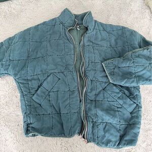 Free People Quilted Puffer Jacket in Teal